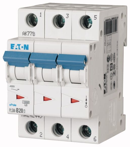 EATON - Johdonsuojakatkaisija 20A 10kA - PLSM-B20/3 10kA 3-n B 20A
