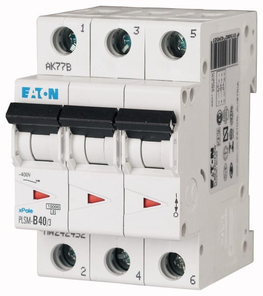 EATON - Johdonsuojakatkaisija 40A 10kA - PLSM-B40/3 10kA 3-n B 40A