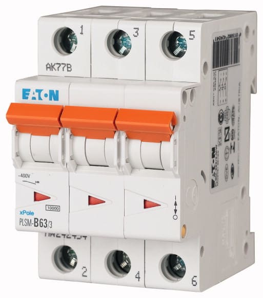 EATON - Johdonsuojakatkaisija 63A 10kA - PLSM-C63/3 10kA 3-n C 63A
