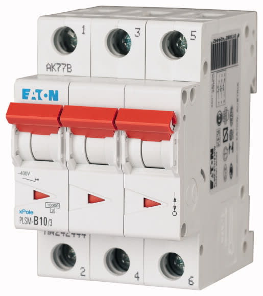EATON - Johdonsuojakatkaisija 10A 10kA - PLSM-D10/3 10kA 3-n D 10A
