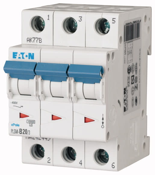 EATON - Johdonsuojakatkaisija 20A 10kA - PLSM-D20/3 10kA 3-n D 20A