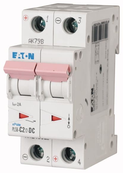 EATON - Johdonsuojakatkaisija 2A 6kA - PLS6-C2/2-DC 6kA DC 2-n C 2A