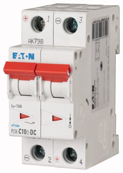 EATON - Johdonsuojakatkaisija 10A 6kA - PLS6-C10/2-DC 6kA DC 2-n C10A