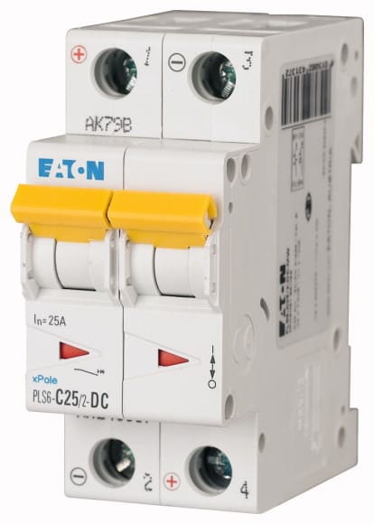 EATON - Johdonsuojakatkaisija 25A 6kA - PLS6-C25/2-DC 6kA DC 2-n C25A