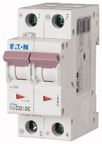 EATON - Johdonsuojakatkaisija 32A 6kA - PLS6-C32/2-DC 6kA DC 2-n C32A