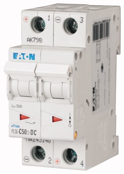 EATON - Johdonsuojakatkaisija 50A 6kA - PLS6-C50/2-DC 6kA DC 2-n C50A