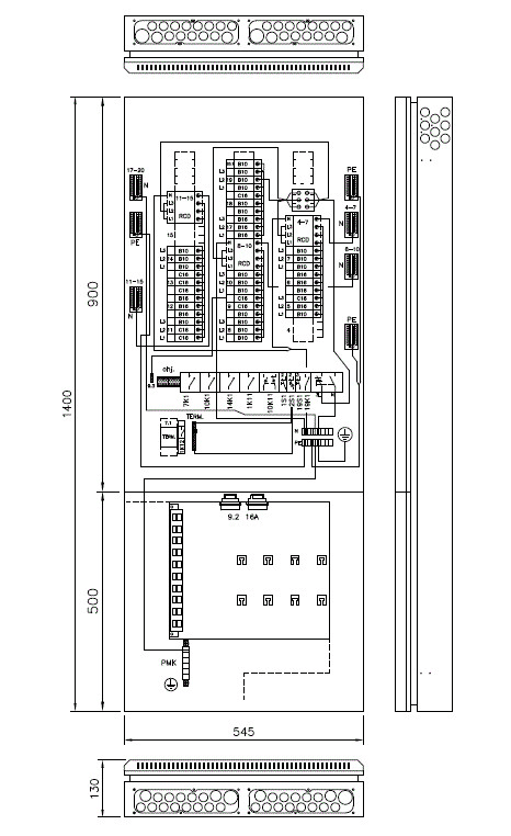 ENSTO - Ryhmäkeskus-data uppo/pinta - 3xVVS 19x10A 19x16A 50A