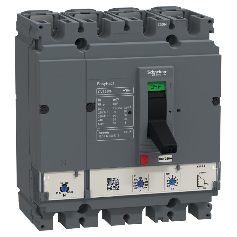 SCHNEIDER ELECTRIC - Kompaktikatkaisija - CVS160N 50kA/400V 4P 2.2 160A
