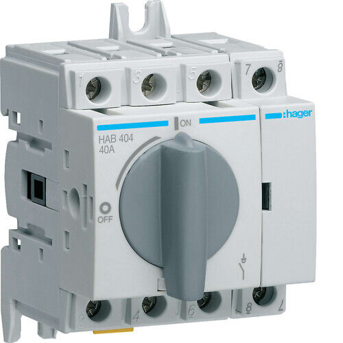 HAGER - Kuormankytkin vääntö - HAB404 4x40A 690VAC DIN