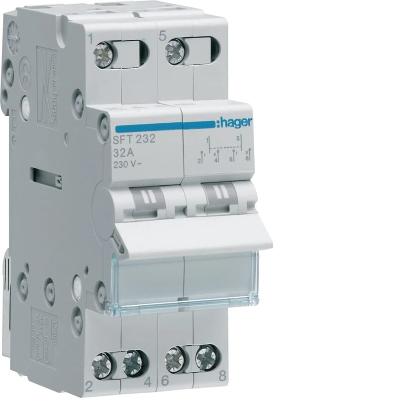 HAGER - Vaihtokytkin - SFT232 1-0-2 2N 32A 230VAC