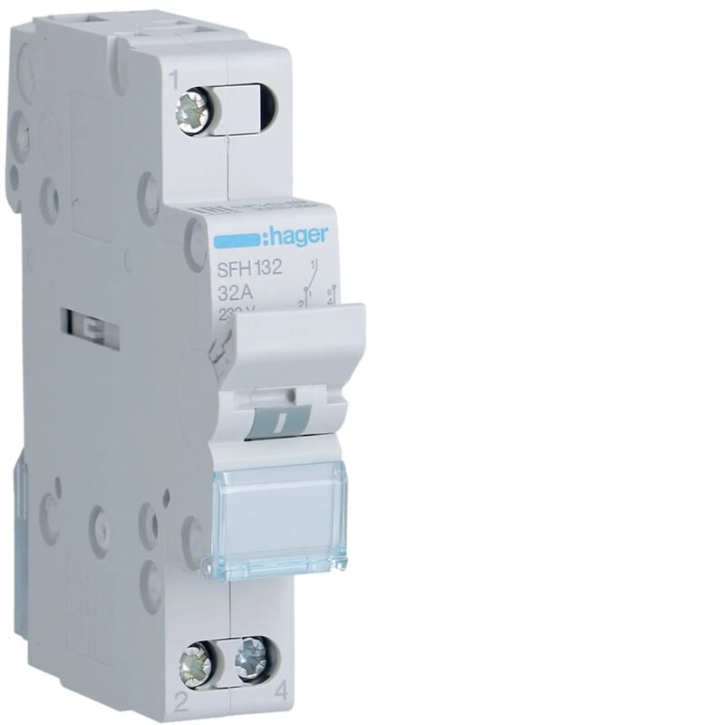 HAGER - Vaihtokytkin - SFH132 1-2 1N 32A 230VAC