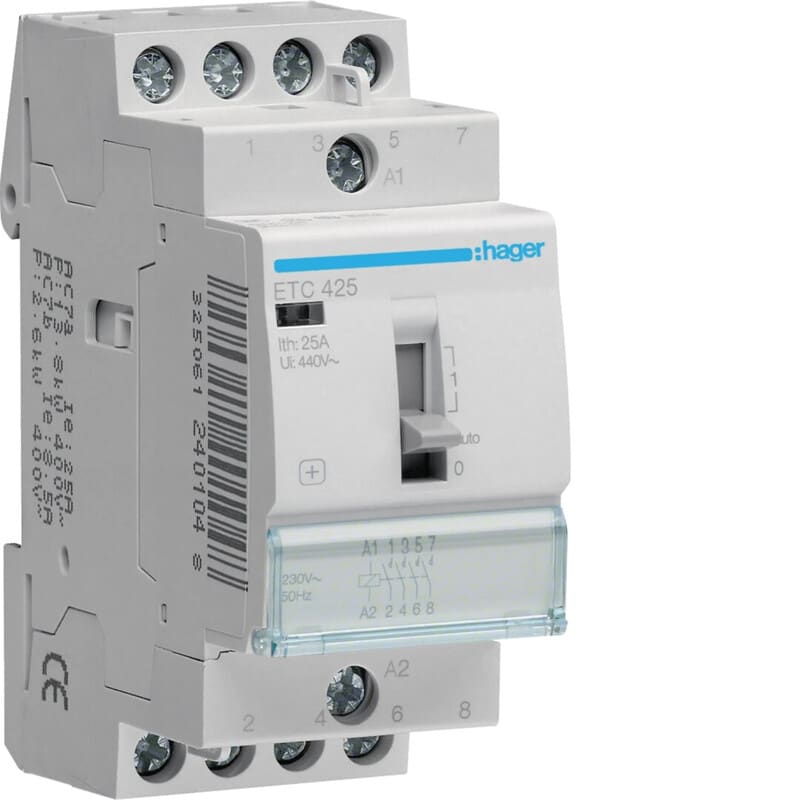 HAGER - Kontaktori - ETC425 4s 25A k.230V LVV
