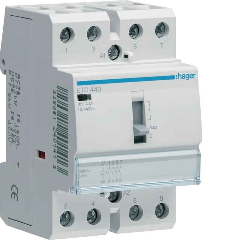 HAGER - Kontaktori - ETC440 4s 40A k.230V LVV