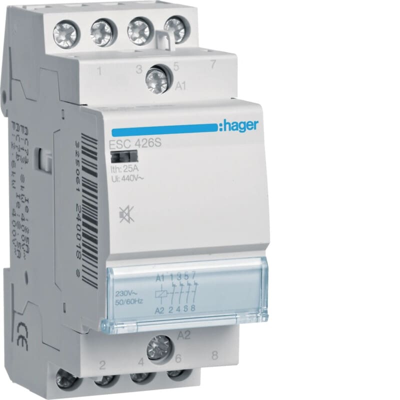 HAGER - Kontaktori hurinaton - ESC426S 4a 25A 230V AC/DC