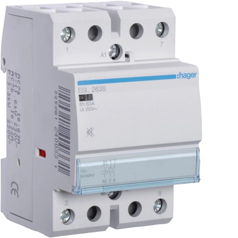 HAGER - Kontaktori hurinaton - ESL263S 2s 63A k.12V hur