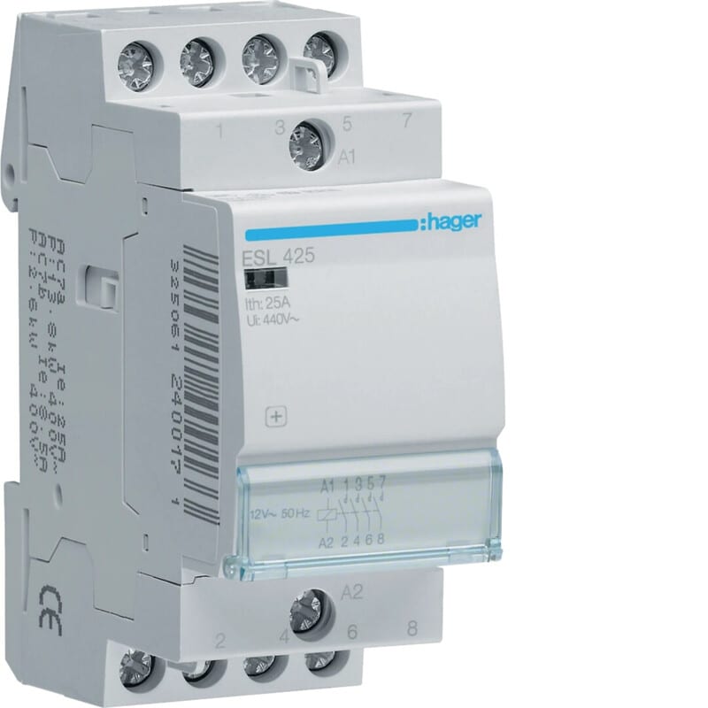 HAGER - Kontaktori - ESL425 4s 25A k.8/12V