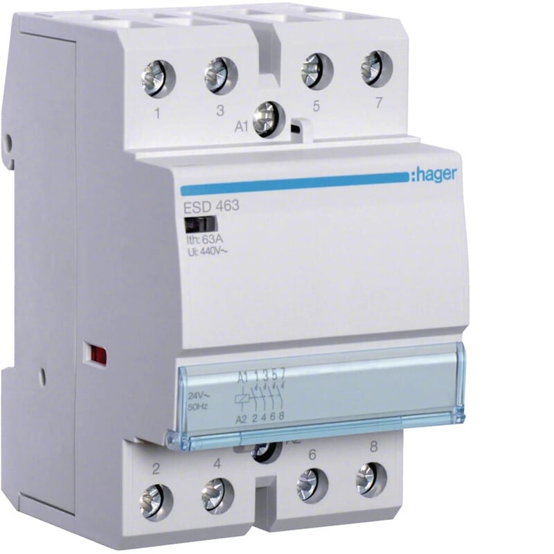 HAGER - Kontaktori - ESD463 4s 63A k.24V