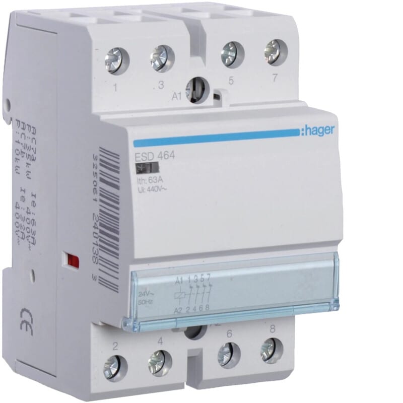 HAGER - Kontaktori - ESD464 4a 63A k.24V