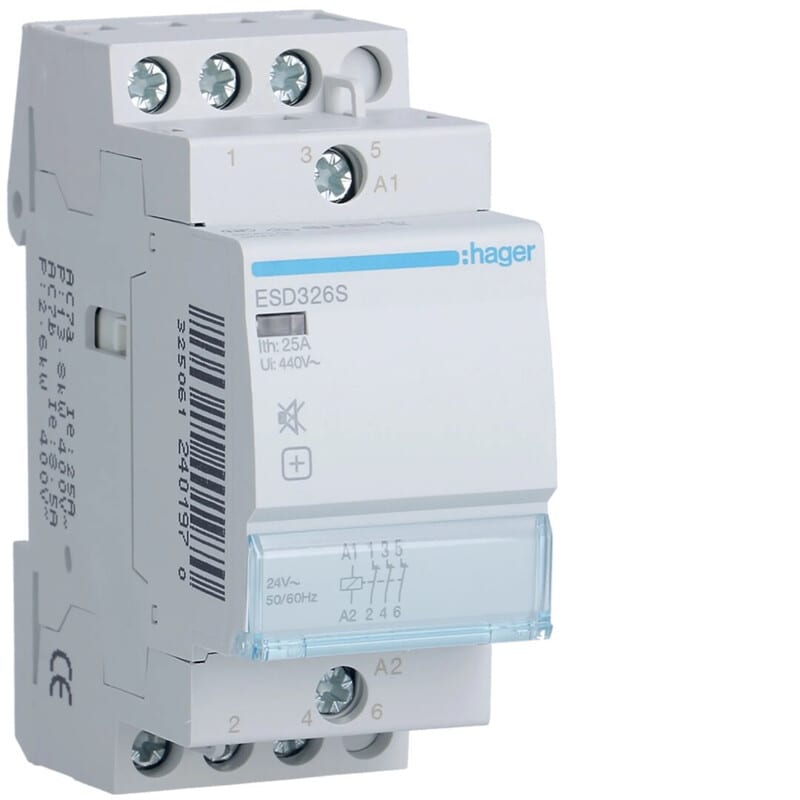 HAGER - Kontaktori - ESD326S 3a 25A 24VAC hur