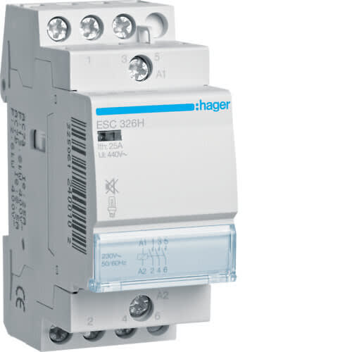HAGER - Kontaktori - ESL326SDC 3a 25A 12VDC hur