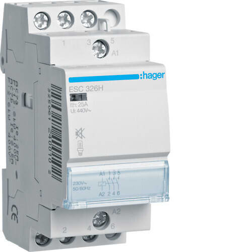 HAGER - Kontaktori - ESL326SDC 3a 25A 12VDC hur