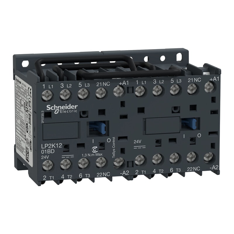 Schneider Electric Finland Oy - Suunnanvaihtokontaktori - LP2K1201BD 12A 24VDC 2av