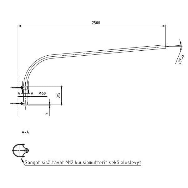 TEHOMET - Valaisinvarsi - 25 TV 15 + sangat