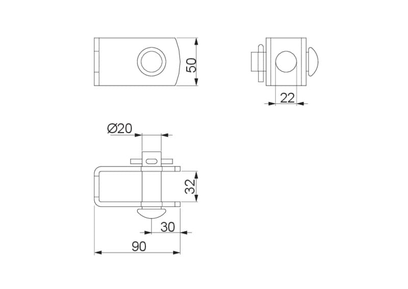SALOMAAN KONEPAJA - Riippueristinhahlo U-pidin - U-pidin PKH24 KS, 90mm