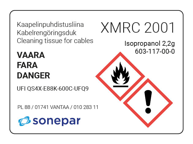 SONEPAR TUOTESARJAT - Puhdistustarvike - XMRC 2001 kaapelinpuhd.liina