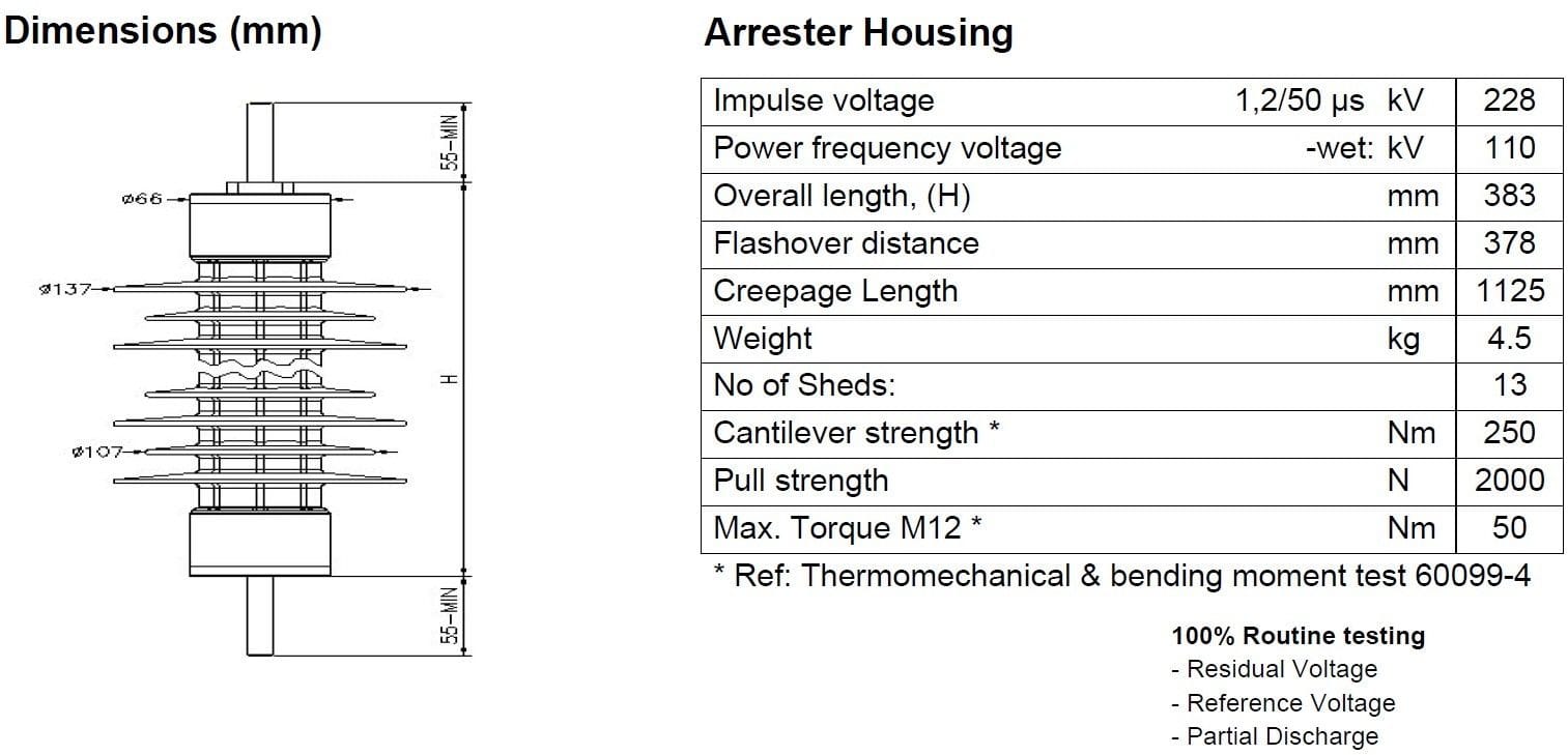TE CONNECTIVITY - Ylijännitesuoja - HDA-33M-NFF, 10 kA, Uc=33 kV