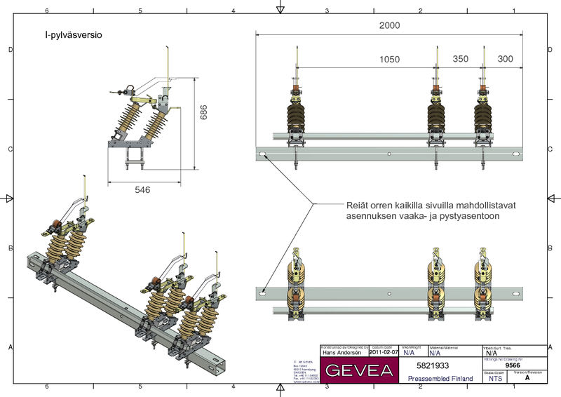 GEVEA - Pylväserotin GDS 1-pylv.esikas - GDSG-6800L/GPK/GFLRMEF I