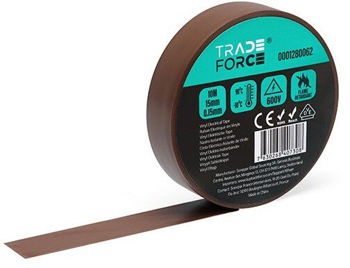 TRADEFORCE - Sähköteippi vinyyli - 15mmx10m, Ruskea