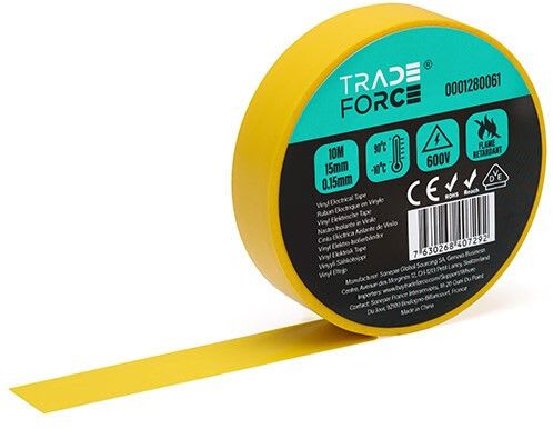 TRADEFORCE - Sähköteippi vinyyli - 15mmx10m, Keltainen