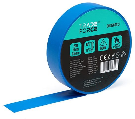 TRADEFORCE - Sähköteippi vinyyli - 19mmx20mx0,15mm, sininen