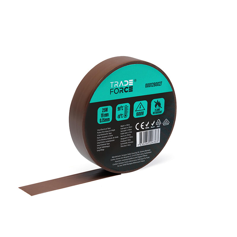 TRADEFORCE - Sähköteippi vinyyli - 19mmx25mx0,15mm, ruskea