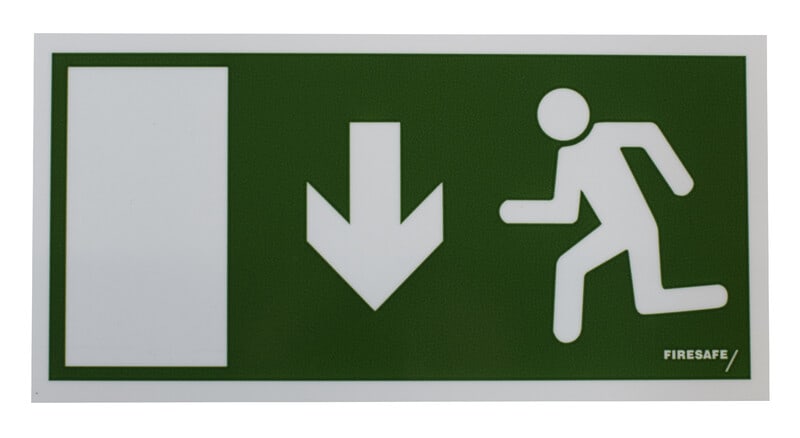 FIRESAFE - Merkintäkilpi Kidde - Poistumistie alas/suoraan