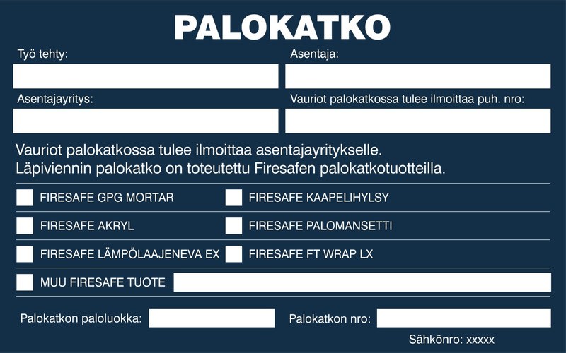 FIRESAFE - Merkkitarra - Palokatkotarra