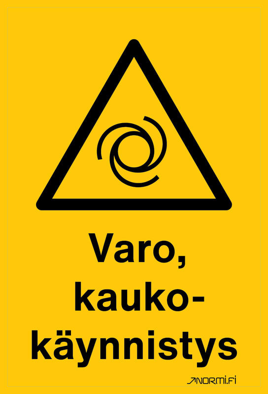 NORMIOPASTE - Muovikilpi 300x120 - VARO KAUKOKÄYNNISTYS