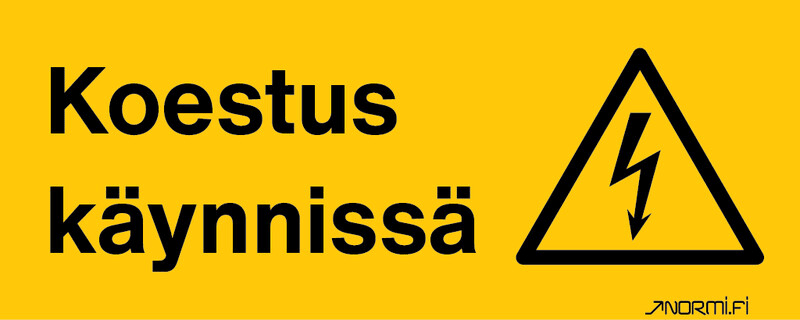 NORMIOPASTE - Muovikilpi 300x120 - KOESTUS KÄYNNISSÄ