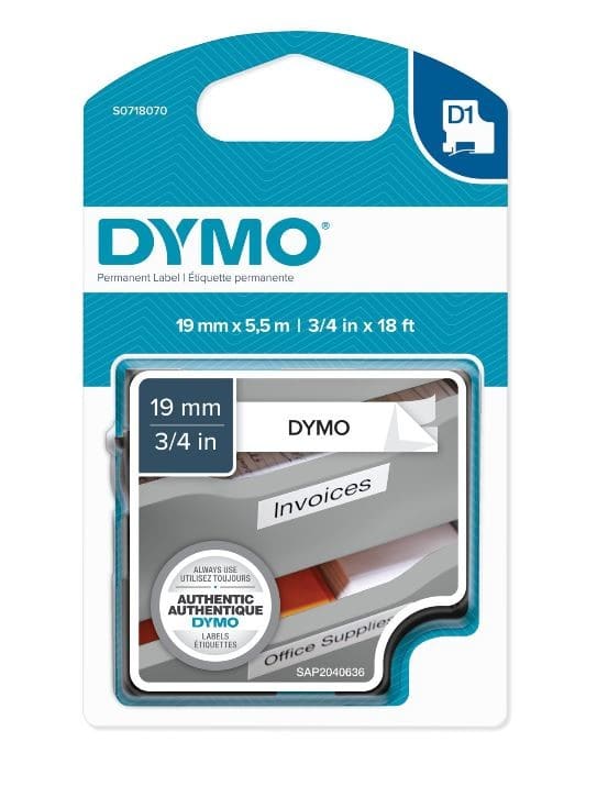 DYMO - Polyesteriteippi 19 mm x 5.5 m - MUSTA/VALKOINEN 16960