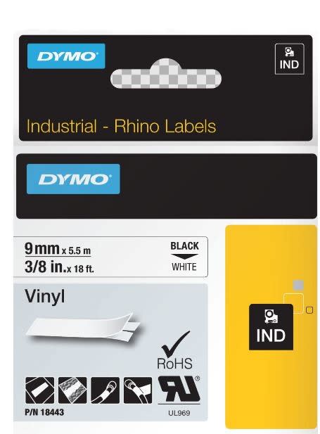 DYMO - ID1 teippikasetti 9mm valkoine - 18443 Pysyvä vinyyli 5.5m