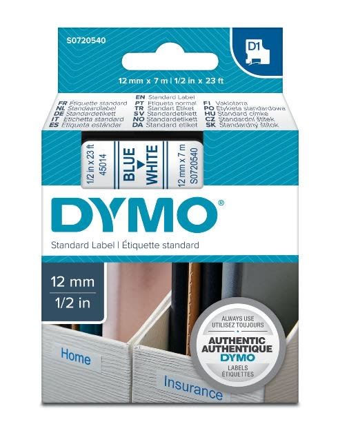 DYMO - Teippikasetti 12 mm x 7 m - SININEN/VALKOINEN 45014