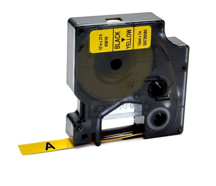 DYMO - Teippikasetti 12 mm x 7 m - MUSTA/KELTAINEN 45018