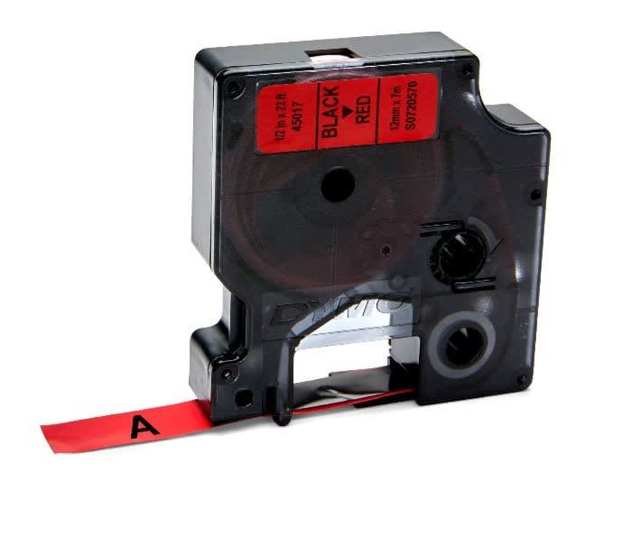 DYMO - Teippikasetti 12 mm x 7 m - MUSTA/PUNAINEN 45017