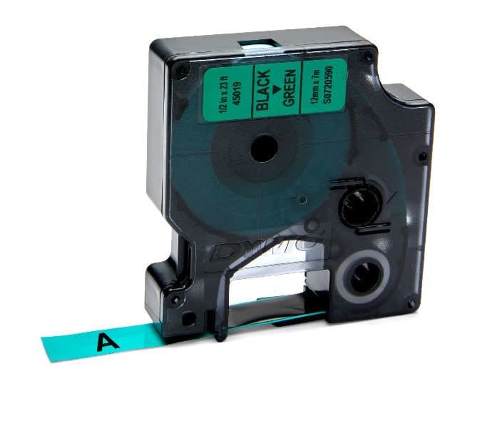 DYMO - Teippikasetti 12 mm x 7 m - MUSTA/VIHREÄ 45019