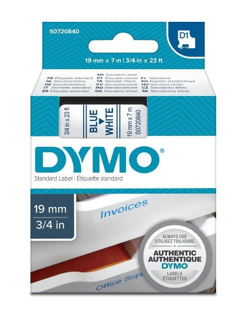 DYMO - Teippikasetti 19 mm x 7 m - SIN./VALK. 45804