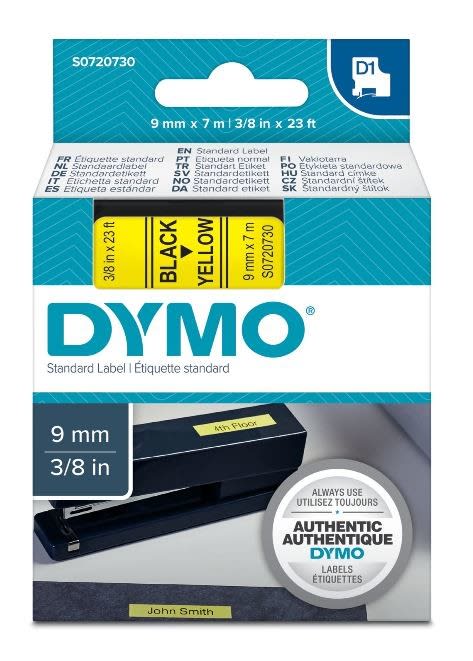 DYMO - Teippikasetti 9 mm x 7 m - MUSTA/KELTAINEN 40918