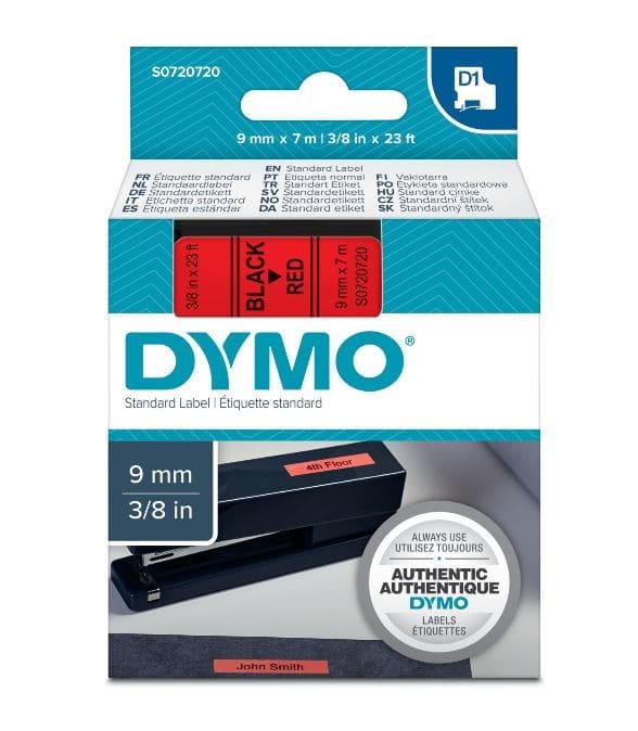 DYMO - Teippikasetti 9 mm x 7 m - MUSTA/PUNAINEN 40917