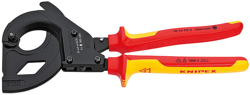 KNIPEX - Teräsvahvist. kaapel. 315mm - KNIPEX kaapelileik. räikkä VDE