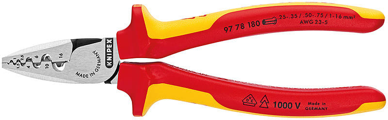 KNIPEX - Pääteholkkipihti 180mm - KNIPEX pääteholkkipihti VDE